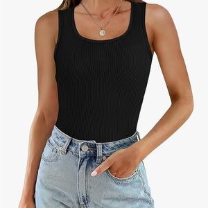 Black Ribbed Tank Top